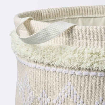 Tufted Fabric Large Round Storage Basket - Khaki And Cream - Cloud Island™ 4 Tufted Fabric Large Round Storage Basket - Khaki And Cream - Cloud Island™ - Image 2