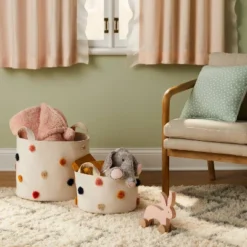 Pom-Pom Kids' Storage Basket Cream - Pillowfortâ˘