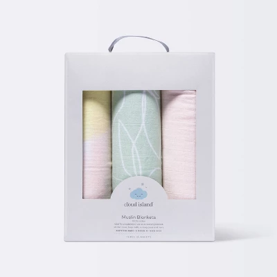 Muslin Swaddle Blanket - Cloud Island™ Brushstrokes - 3pk 4 Muslin Swaddle Blanket - Cloud Island™ Brushstrokes - 3pk - Image 2