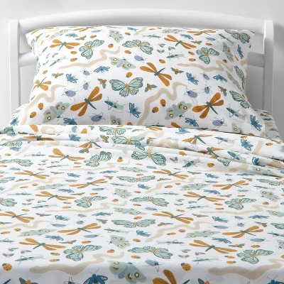 Insect Print Cotton Kids' Sheet Set - Pillowfort™ 6 Insect Print Cotton Kids' Sheet Set - Pillowfort™ - Image 4