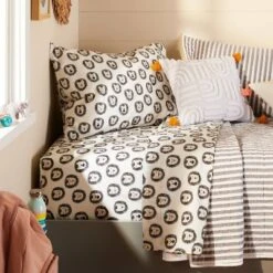Toddler Lions Cotton Kids' Sheet Set Black & White - Pillowfortâ˘