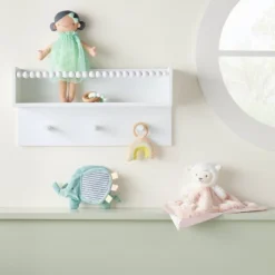 Wall Hook Shelf With Beading - White - Cloud Islandā¢