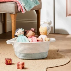 Square Coiled Rope Bin With Color Band - Cloud Islandâ˘