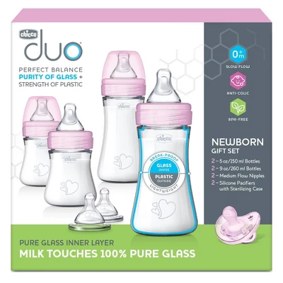 Chicco Duo Newborn Hybrid Baby Bottle Gift Set With Invinci-Glass Inside/Plastic Outside- Pink - 8pc 3 Chicco Duo Newborn Hybrid Baby Bottle Gift Set With Invinci-Glass Inside/Plastic Outside- Pink - 8pc