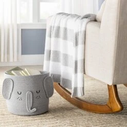 Chenille Stripe Baby Blanket - Gray And White Stripes - Cloud Islandā¢