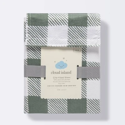 Fitted Crib Sheet - Cloud Island™ Green Gingham 6 Fitted Crib Sheet - Cloud Island™ Green Gingham - Image 4