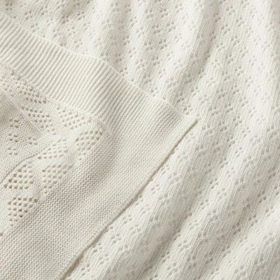 Seed Stitch Pointelle Baby Blanket - Cream - Cloud Island™ 4 Seed Stitch Pointelle Baby Blanket - Cream - Cloud Island™ - Image 2