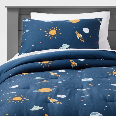 Space Cotton Kids' Comforter Set Navy - Pillowfort™ 7 Space Cotton Kids' Comforter Set Navy - Pillowfort™ - Image 5