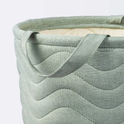 Quilted Fabric Medium Round Storage Basket - Green - Cloud Island™ 4 Quilted Fabric Medium Round Storage Basket - Green - Cloud Island™ - Image 2