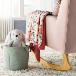 Quilted Fabric Medium Round Storage Basket - Green - Cloud Islandâ˘