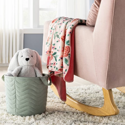 Quilted Fabric Medium Round Storage Basket - Green - Cloud Island™ 3 Quilted Fabric Medium Round Storage Basket - Green - Cloud Island™