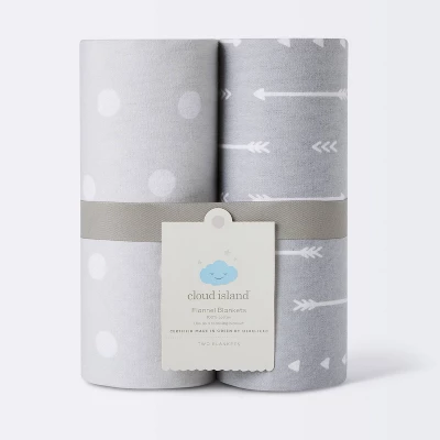 Flannel Swaddle Baby Blankets - Gray Arrows And Dots - 2pk - Cloud Island™ 5 Flannel Swaddle Baby Blankets - Gray Arrows And Dots - 2pk - Cloud Island™ - Image 3