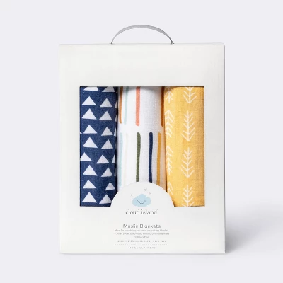 Muslin Swaddle Blankets Primary - Cloud Island™ Navy/Yellow 3pk 4 Muslin Swaddle Blankets Primary - Cloud Island™ Navy/Yellow 3pk - Image 2