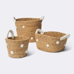Braided Water Hyacinth With Tufted Embroidery Medium Round Storage Basket - Cloud Island™ 7 Braided Water Hyacinth With Tufted Embroidery Medium Round Storage Basket - Cloud Island™ -Baby Products Store GUEST a7bd05cd bca9 4965 97c1 315288e11582