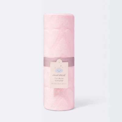 Plush Embossed Baby Blanket Hearts - Cloud Island™ Pink 5 Plush Embossed Baby Blanket Hearts - Cloud Island™ Pink - Image 3