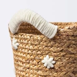 Braided Water Hyacinth With Tufted Embroidery Medium Round Storage Basket - Cloud Island™ 6 Braided Water Hyacinth With Tufted Embroidery Medium Round Storage Basket - Cloud Island™ -Baby Products Store GUEST d3aa7745 8266 462c b6af b2695489dd84
