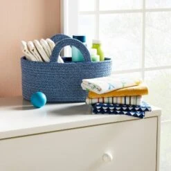 Coiled Rope Diaper Caddy With Dividers - Cloud Island⢠Navy